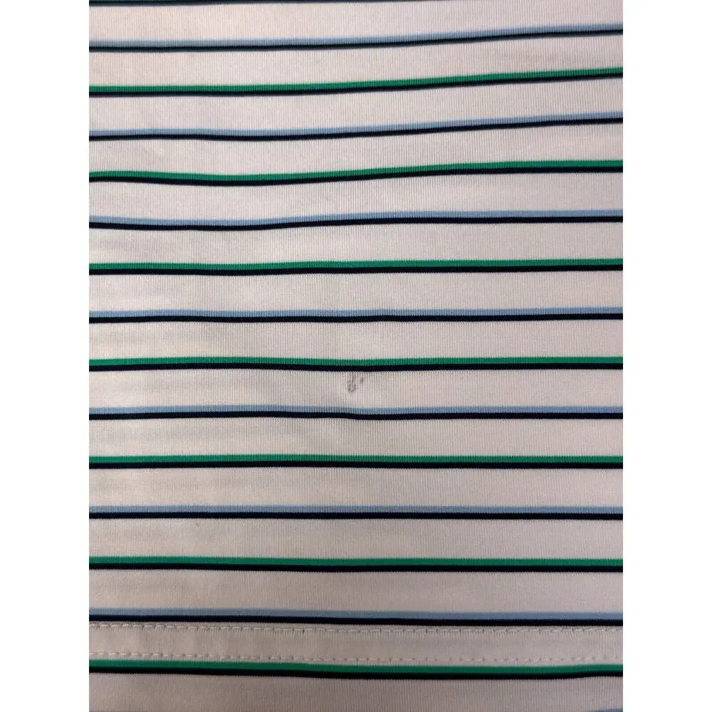 Peter Millar Polo Shirt Large Summer Comfort White Striped Golf Short Sleeve